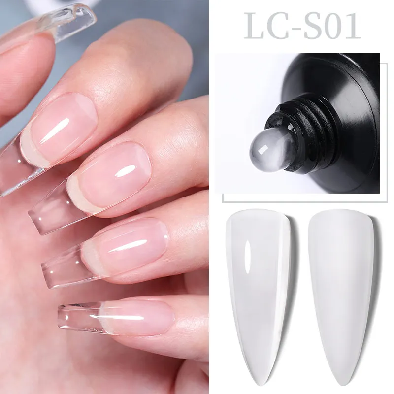 Lilycute Nagel verlängerung sgel 10ml semi permanent hellrosa UV-Hartgel nägel Finger verlängern weiß klar nackt Gel Nagellack Image
