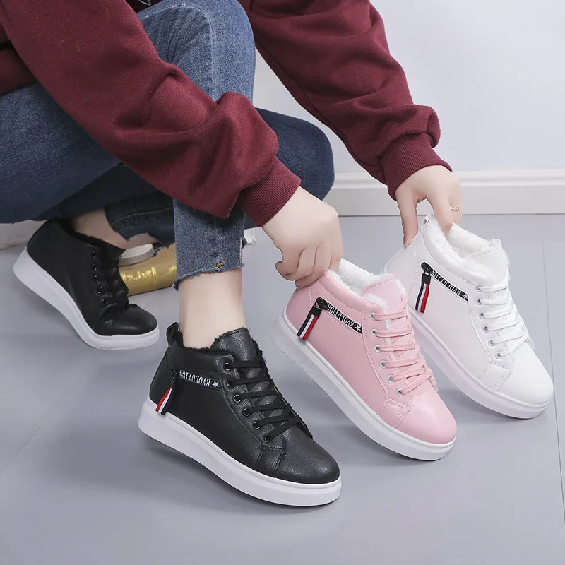 2024 Winter Stiefel Frauen Stiefeletten Warme PU Plüsch Winter Frau Schuhe Turnschuhe Wohnungen Lace Up Damen Schuhe Frauen Kurze schnee Stiefel