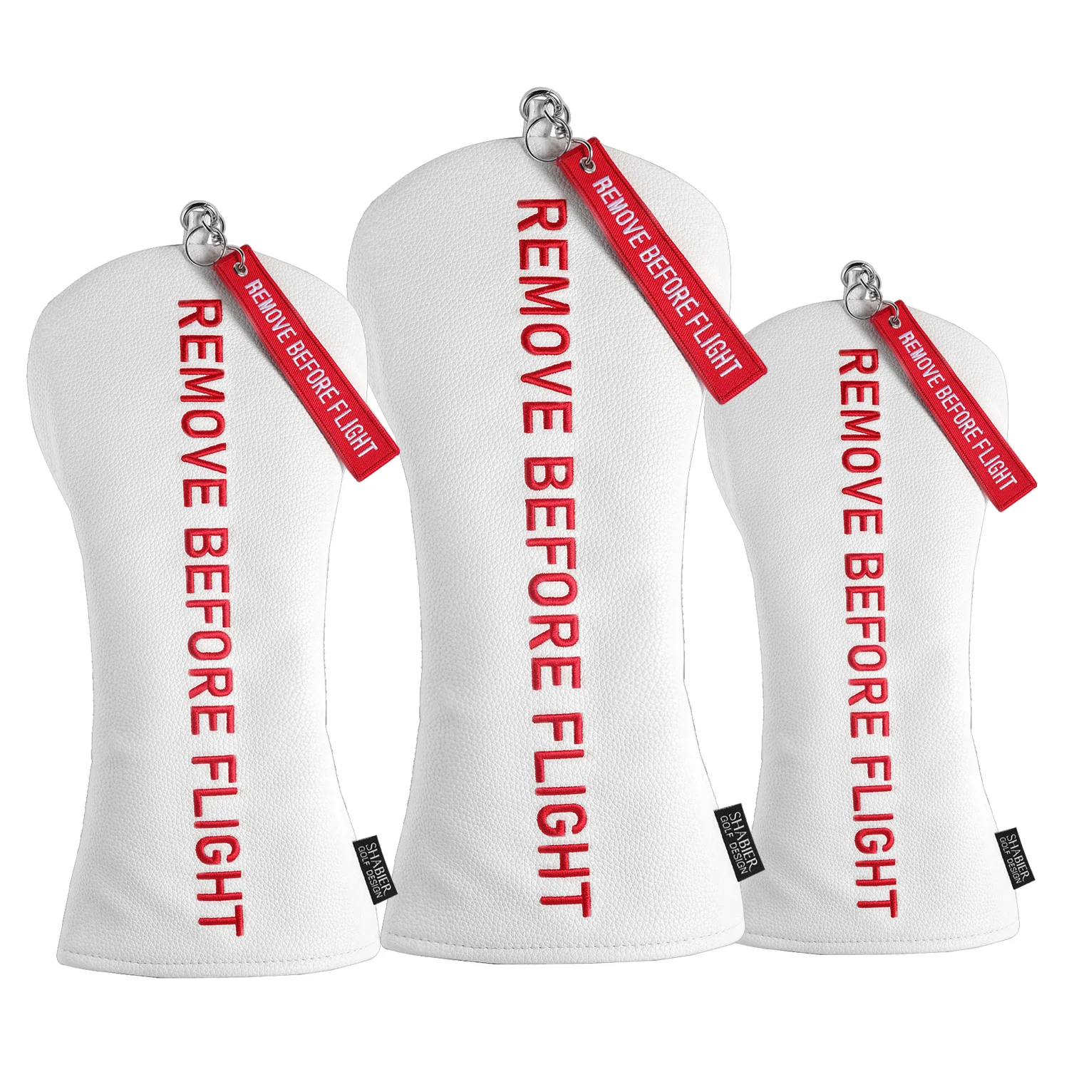 Weiße PU-Leder Golf-Schlägerhauben „Remove Before Flight“ für 460CC Driver, Holz- und Hybrid-Schläger sowie Alignment-Sticks Image