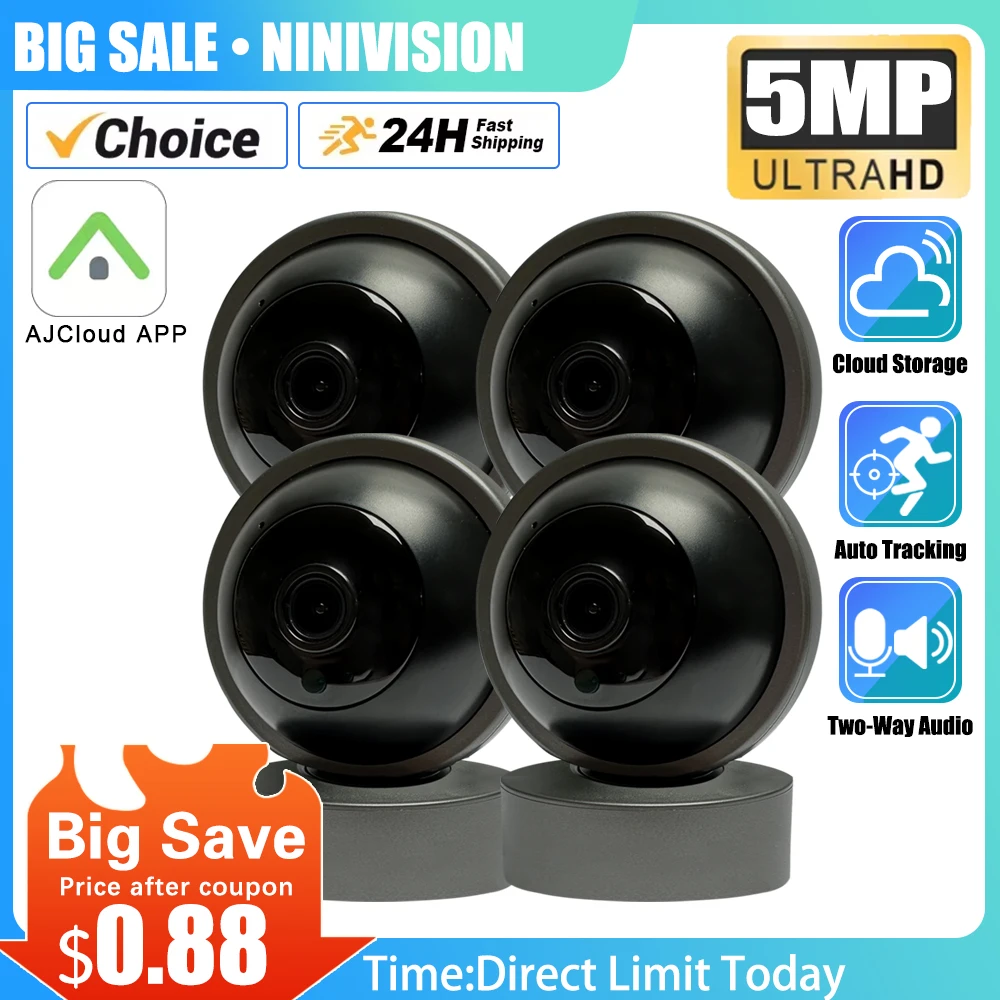5MP AJCloud APP Mini WiFi IP Kamera Indoor Wireless Zwei-Wege Audio Sicherheit AI Auto Tracking CCTV Überwachung Mini hause Kamera Image