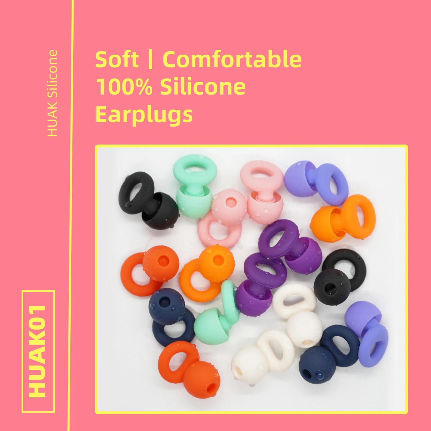 HUAK Silikon-Ohrstöpsel-Ohrstöpsel in XS/S/M/L zur Geräuschreduzierung – superweicher, wiederverwendbarer Gehörschutz für Schlaf, Schwimmen, Arbeit Image