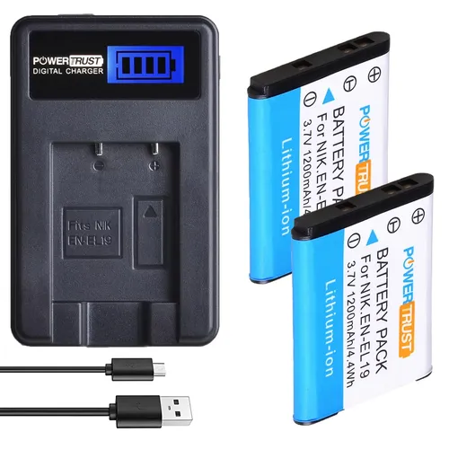 EN-EL19 Batteria/Caricatore USB LCD per Nikon Coolpix A100 S100 S3300 S3500 S4100 S4300 S5200 S6400 S6900 S7000 Sony NP-BJ1 DSC-RX0
