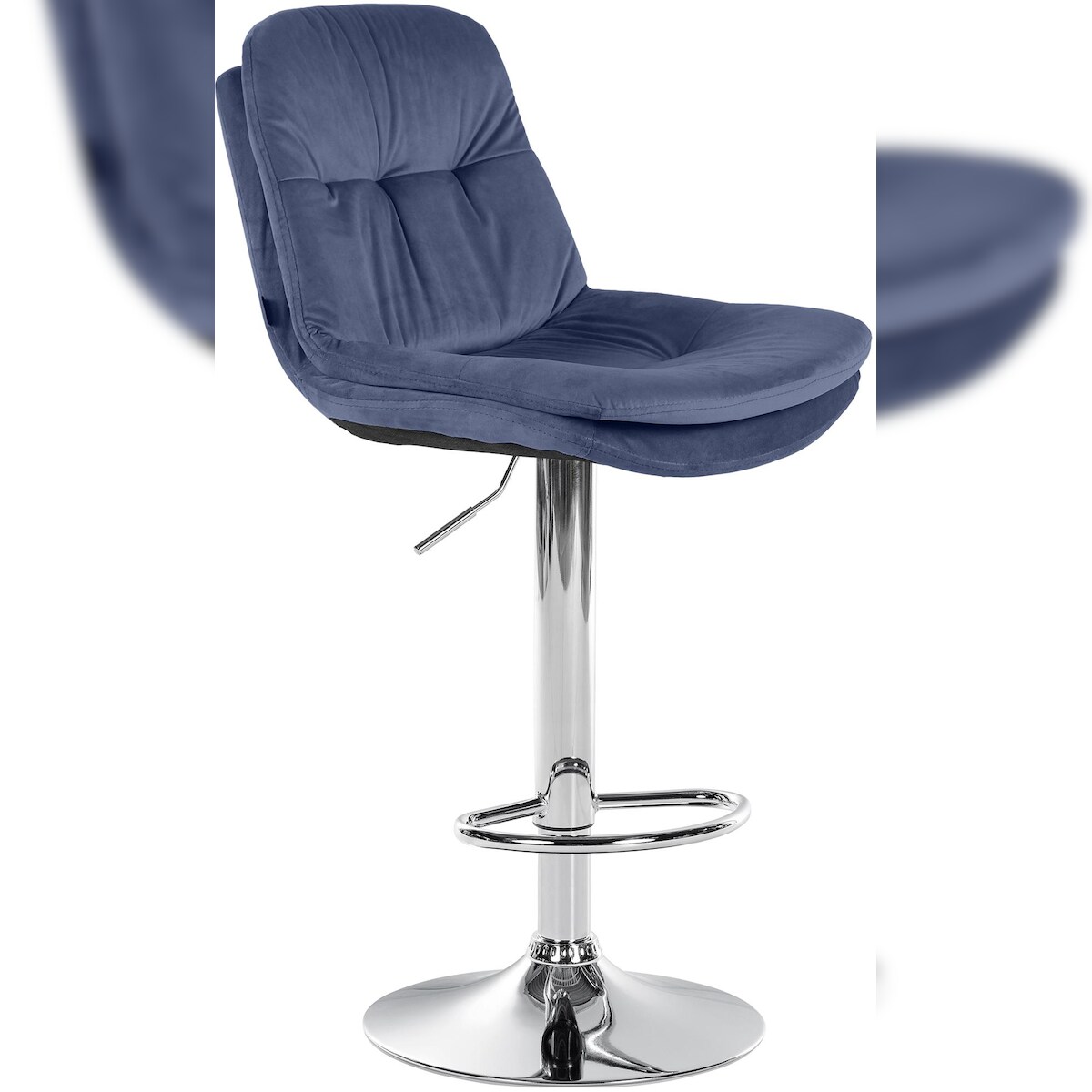 CLP Barhocker Laurel Samt blau/Metall in Chromoptik Image