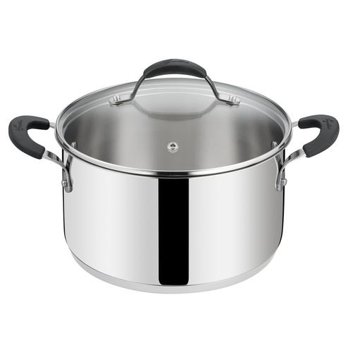 Faitout Tempra avec son couvercle 26 cm en acier inoxydable argent