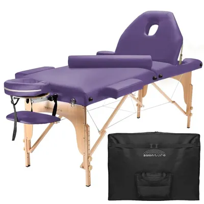 Saloniture Professional Portable Massage Table with Backrest - Lavender