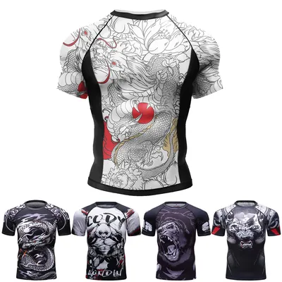 Interesting Men's Athletic Wear Compression Shirts Gym Quick Dry Breathable Rash Guard Athletic