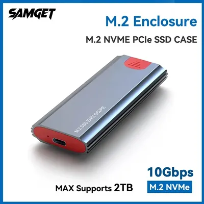 SAMGET M2 NVMe SSD Case 10Gbps SSD Box M.2 NVME SSD to USB 3.1 Enclosure Type-A to Type-C Cable for