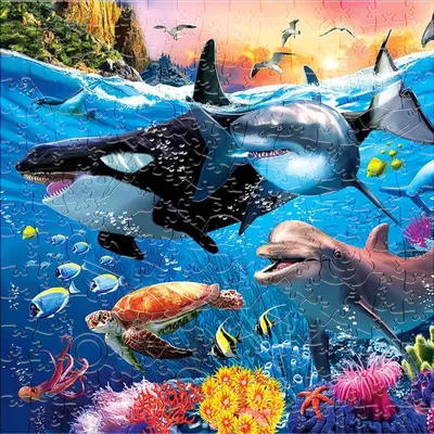 Dolphin Whale Shark Fish Animal Wooden jigsaw Puzzle Adult Children's Educational Toys Holiday Gift