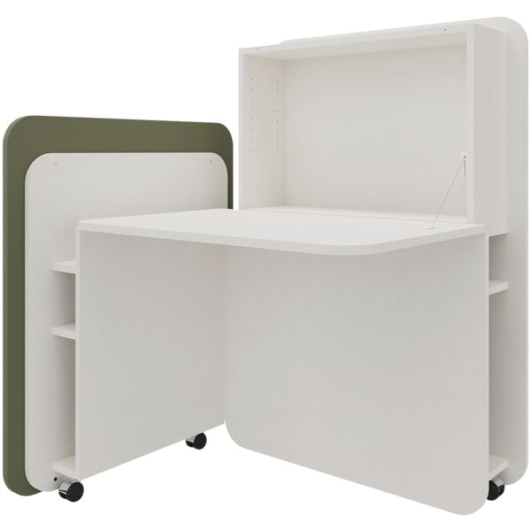 fm Büromöbel Sekretär »FLATup« links öffnend diamantweiß grün, 107x126x91 cm