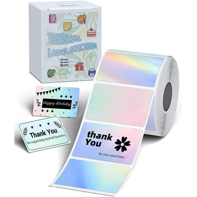 M110 Thermal Labels Holographic Silver Self-Adhesive Sticker Label Thermal Label for Thanks Card