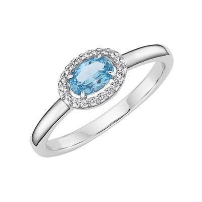 Giorgio Martello Milano - Ring Ziersteine, Zirkonia weiß, Silber 925 Ringe 1 ct Blau