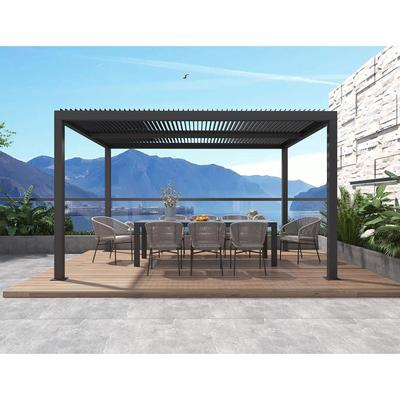 PURPLE LEAF Gray Louvered Pergola Outdoor Aluminum Pergola with Adjustable Roof for Patio Grey Hardtop Gazebo