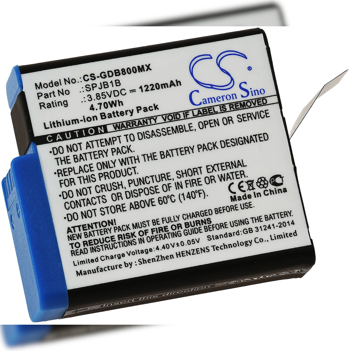 Powery Akku passend für Action Cam, Camera GoPro Hero 5 Black ,Hero 6 Black, Hero 7 Black, Typ SPJB1B u.a.