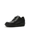 Schnürschuh CLARKS "Funny Dream", Damen, Gr. 40, schwarz (schwarz leather), Leder, casual, Schuhe, Freizeitschuh, Halbschuh, Komfortschuh mit Ziernaht