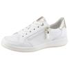 Sneaker ARA "ROMA", Damen, Gr. 6 (39), weiß (weiß, platinfarben), Glattleder, kontrastfarbene Details, metallic, sportlich, Schuhe Sneaker, Freizeitschuh, Komfortschuh in Bequemweite H (= sehr weit), Topseller