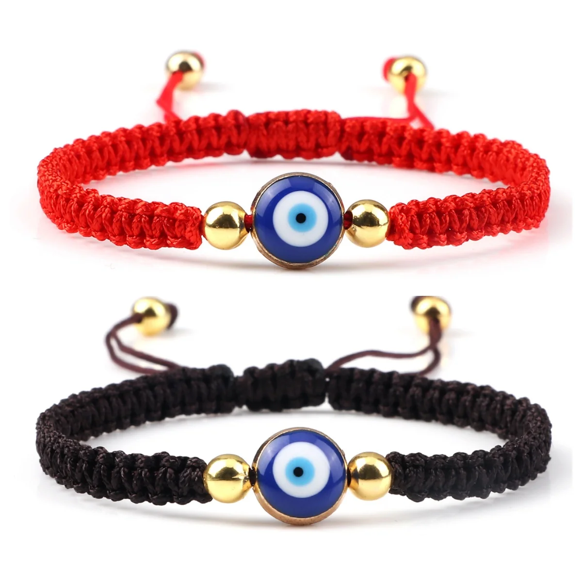 Glück Handgemachte Rote Gewebte Seil Paar Armband Für Männer Blau Türkische Bösen blick Geflochtene Amulett Armreifen Schmuck Frauen Mode Pulsera Image