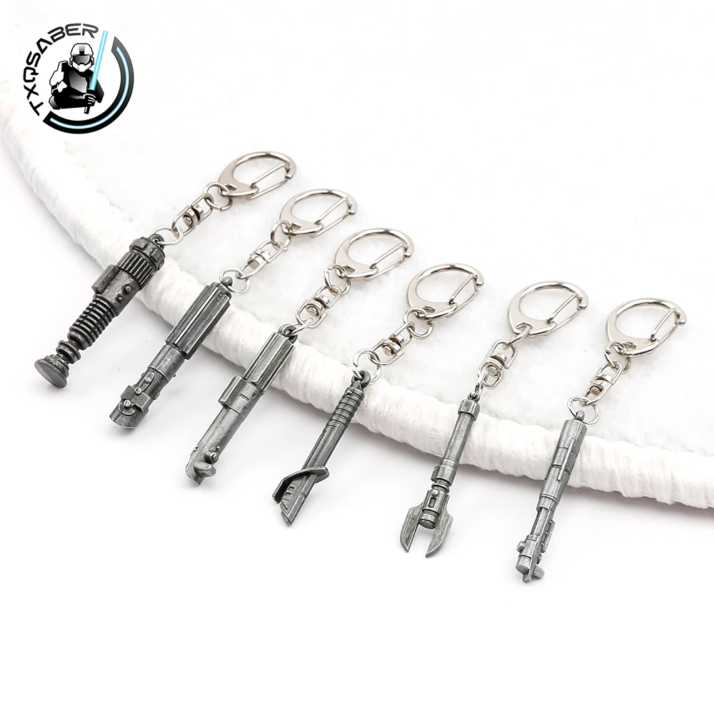 Txqsaber mini lichtschwert schlüssel bund anhänger für obi wan kenobi luke skywalker teile zeigen schwert schwert metall diy zubehör Image