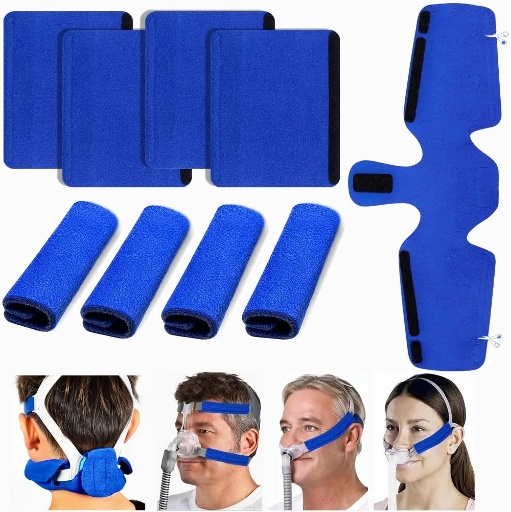 4er-Pack Maskenband-Abdeckungen + 1 Packung Nacken-Komfort-Kissen-Masken-Abdeckung, universelles Gesichtskissen-Pad für die meisten CPAP-Masken. Bequem halten Image