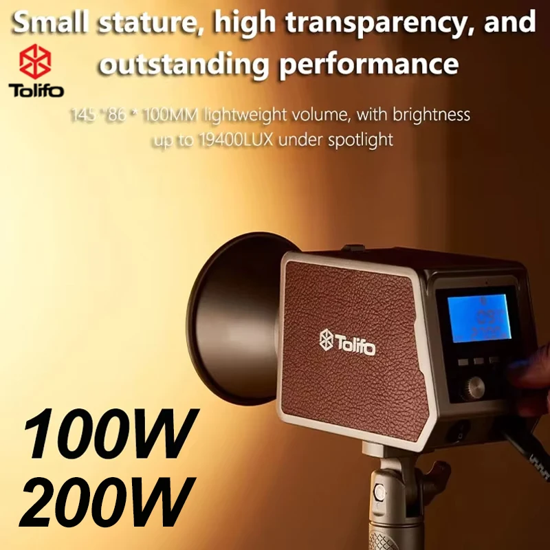 Tolifo 200W/100W LED-Videoleuchte 2700k-6500K Bowens Mount Studio COB Dauerlicht mit Griff und Abdeckung für Fotografie Image