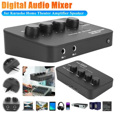 Digitaler Audio mischer für Karaoke-Heimkino-Verstärker Lautsprecher Aux In/Out BT-Anschluss 2 Mikrofone in gänge Karaoke-Sound mixer