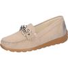 Mokassin WALDLÄUFER "H-LUCY", Damen, Gr. 7 (40,5), beige, Nubukleder, Glattleder, sportlich, Schuhe, Slipper, Komfortschuh, Freizeitschuh in Komfortweite H = sehr weit