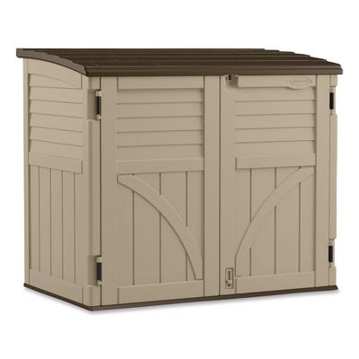 Suncast Commercial Horizontal Storage Shed, 4 ft 5" x 2 ft 8.5" x 3 ft 9.5", Sand/Slate (SUABMS3400X) Each Suncast Commercial® Suncast Sheds and Deck