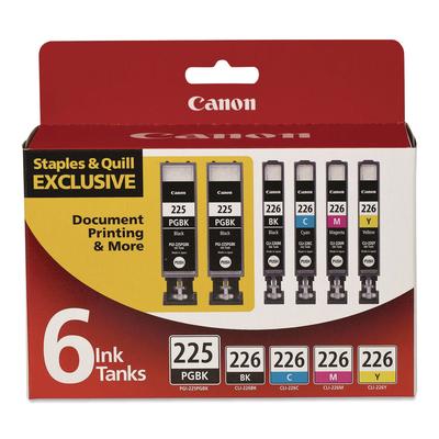 Canon 956114 (PGI-225, PGI-226) Ink, Black/Cyan/Magenta/(2) Photo Black/Yellow, 6/Pack (CNM956114) Pack of 6 Canon® Inkjet Printer Cartridges