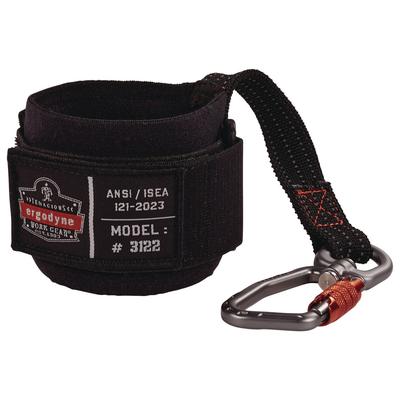 Ergodyne Squids 3122 Pull-On Wrist Tool Lanyard with Carabiner Anchor, 5 lb Max Working Capacity, 7" Long, Black (EGO19084) Each ergodyne® Tool Belts