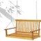 2-Seater Outdoor Wooden Porch Swing Hanging Porch Swing Outdoor Patio Swing Chair Seat with Slatted