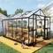 8x12x7.5 FT Polycarbonate Greenhouse Double Swing Doors 4 Vents, Walk-in Large Aluminum Greenhouse