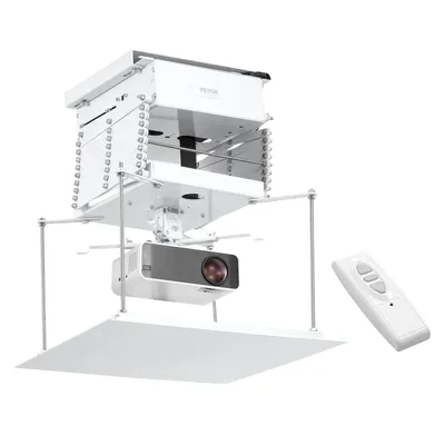 SucceBuy Motorized Projector Lift Hidden Projector Ceiling Mount w/ Remote & Wired Control for Movies Home Office Stage Studio