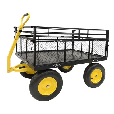 LZBEITEM Steel Garden Cart, Heavy Duty 1400 lbs Capacity, with Removable Mesh Sides to Convert into