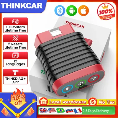 THINKCAR BD6 obd2 Scanner Bluetooth, Auto All System Diagnostic Tool 5 Resets Function Free for Lifetime for iOS&Android All car