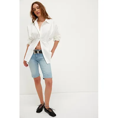 We The Free Real Deal Long Slim Shorts at Free People in Fiesta Blue, Size: 28