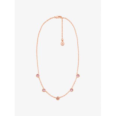 Michael Kors Bezel Cubic Zirconia Necklace Rose Gold One Size