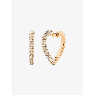 Michael Kors Pavé Heart Hoop Earrings Gold One Size