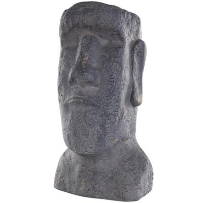 Magnesium Oxide People Distressed Textured Easter Island Head Indoor Outdoor Planter - Black - Roche River Decor
