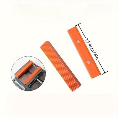 TEMU 2pcs Magnetic Vise Jaw Pads - 4 & 6 Inch Soft Rubber Protectors, Durable Nylon Construction, Non-slip Grip For Metal Vices, Manual Tool Accessories, No Battery Required Image