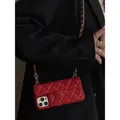 Porta slot per schede di moda Borsa a tracolla lunga con catena in metallo Reticolo Custodia in