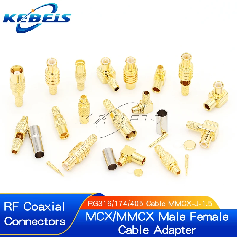 2 Stück MCX-JW-1.5 Stecker MMCX-J-K-1.5 MCX MMCX-Steckverbinder MMCX-JB2 Crimpverbinder für RG316/405 Kabel, rechtwinklig Image