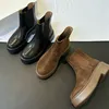 Maxdutti Minimalistische Vintage Wildleder Schuhe Frauen Winter Echtes Leder Chelsea Stiefel Frauen Dicken Sohlen Ankle Boot