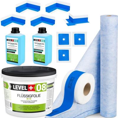 Level+ Dichtset für Duschabdichtung Bad Dichtband Flüssigfolie 12kg SET340 Image