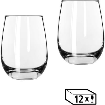 Gläser-Set LIBBEY "Libbey Weinglas, 12er Set -STEMLESS-", transparent, H:11,50cm Ø:9,00cm, Glas, Trinkgefäße, 451 ml, hochwertig verarbeitet, im modernen Design Image