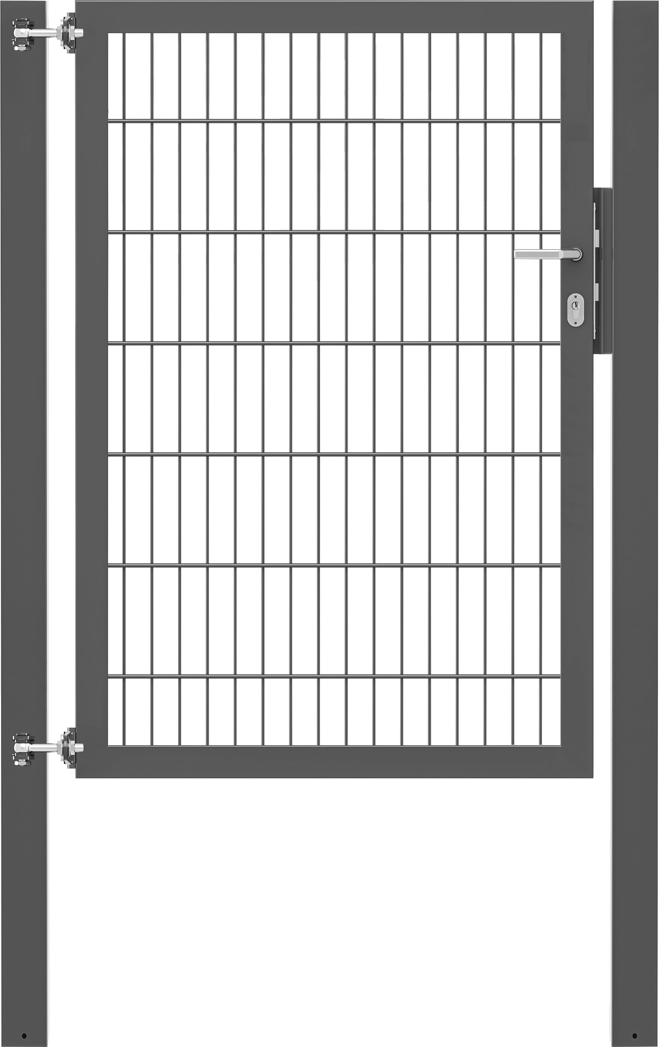 Zauneinzeltür ALBERTS "Flexo Plus", grau (anthrazit), B:100cm H:140cm, Stahl, Tore, anthrazit, verschiedene Abmessungen