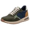 Sneaker RIEKER, Herren, Gr. 44, grün (khaki kombiniert), Veloursleder, Lederimitat, Textil, sportlich, Schuhe, Schnürschuh, Halbschuh, Freizeitschuh mit gepolstertem Schaftrand