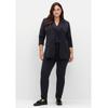 Stoffhose SHEEGO "Große Größen", Damen, Gr. 50, Normalgrößen, blau (tiefblau), Obermaterial: 100% Polyester, unifarben, klassisch, comfort fit lang, Hosen, mit Teilgummibund