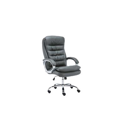 DELUKE® Bürostuhl SOUK - 116x68x77, Grau | Kunstleder | Metall in Chromoptik Gestell | ergonomische Bürostühle Homeoffice Stuhl mit Rollen Image