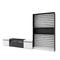 SKRAUT HOME Wohnzimmer-TV-Schrank, Wohnzimmer-Wandsystem, 310x35x186cm, Für TVs bis zu 80“, Elektrischer Kamin, Moderner Stil, Schwarz und weiß - 98_39
