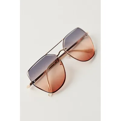 Paloma Oversized Aviator Sunglasses at Free People in Gold With Gradient Lens