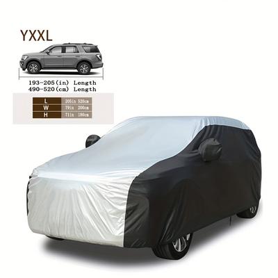 TEMU Heavy-duty Car Cover - Waterproof, Uv Protection, Dust & Snow Resistant, For Sedans, Suvs, Trucks, And Minivans, Polyester Material, Black & Gray Design, Car Cover Waterproof All Weather Image
